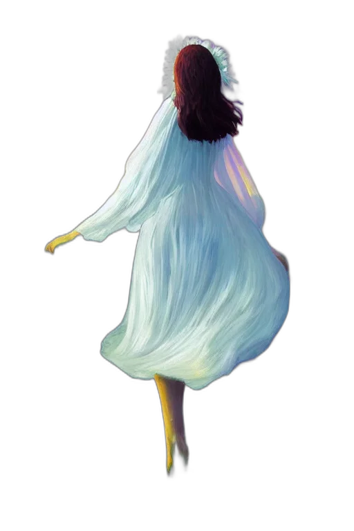 dress, hair, staff, crown, concept art, 3d render, fantasy art, watercolor transparent PNG cut-out