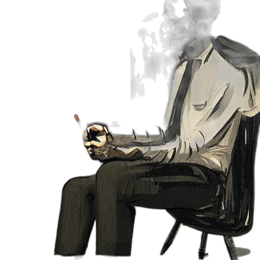 jacket, mask, staff, face, concept art, comic book art, photorealistic, watercolor transparent PNG cut-out