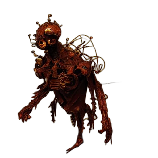 robot, creature, staff, mask, concept art, 3d render, pixel art, fantasy art transparent PNG cut-out
