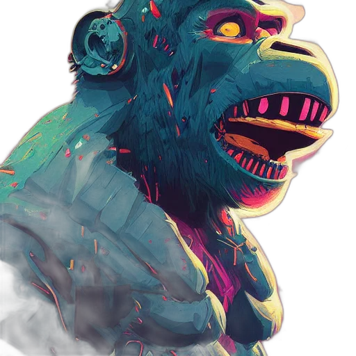 mask, creature, face, animal, concept art, fantasy art, watercolor, cyberpunk transparent PNG cut-out
