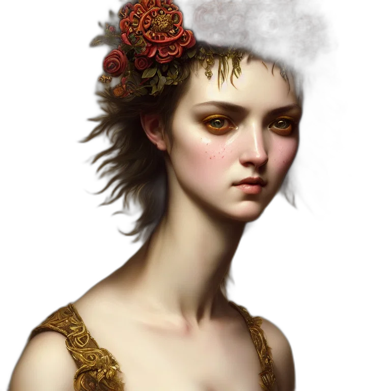 crown, face, hat, jewelry, fantasy art, photorealistic, concept art, oil painting transparent PNG cut-out