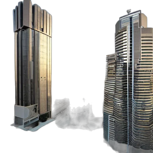 building, 3d render, concept art, photorealistic, cyberpunk, city street, modern, office transparent PNG cut-out