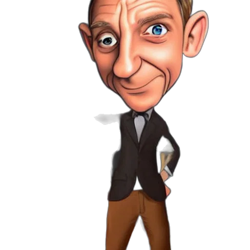 staff, cartoon, concept art, 3d render, photorealistic, daniel, craig, character transparent PNG cut-out