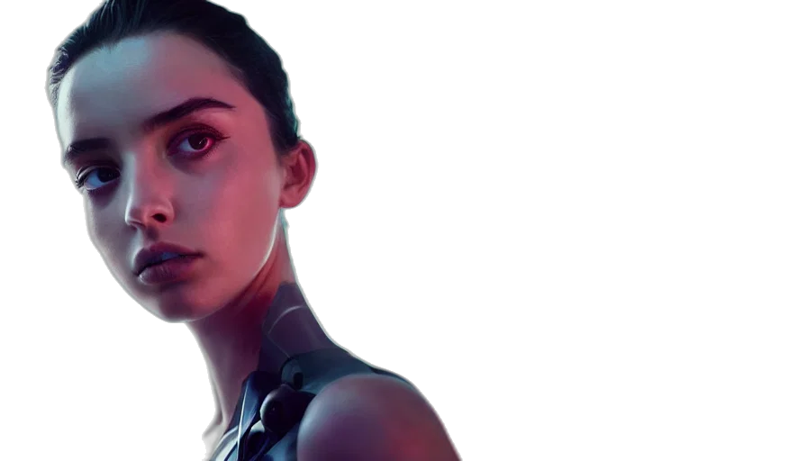 face, robot, cyberpunk, concept art, photorealistic, fantasy art, neon lights, neon transparent PNG cut-out