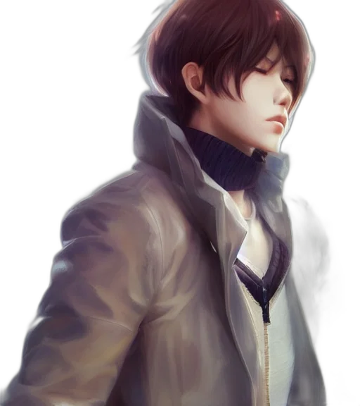 jacket, face, staff, robot transparent PNG cut-out