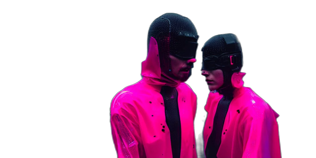 jacket, mask, cyberpunk, 3d render transparent PNG cut-out