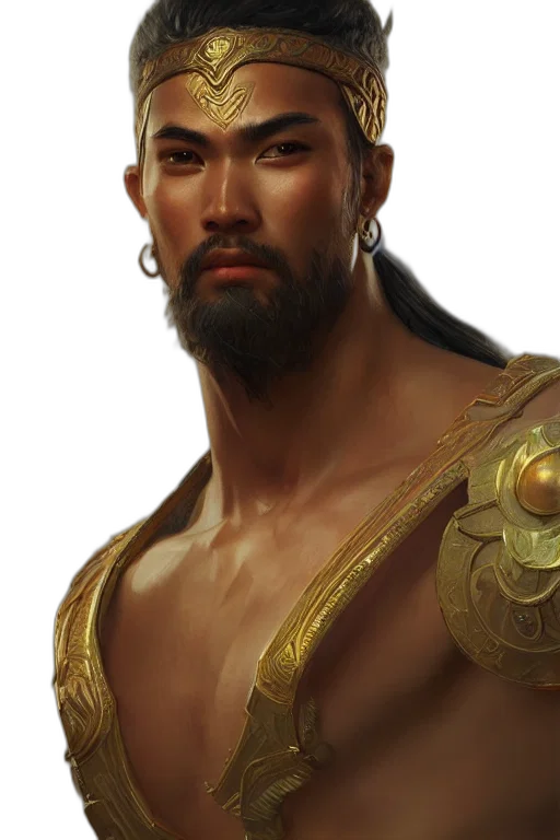 face, sword, staff, fantasy art, photorealistic, concept art, oil painting, golden transparent PNG cut-out
