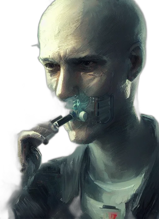 face, mask, robot, weapon, cyberpunk, concept art, photorealistic, comic book art transparent PNG cut-out