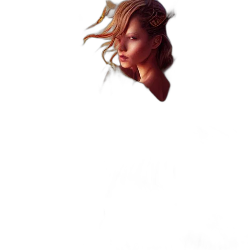 face, hair, crown, staff transparent PNG cut-out