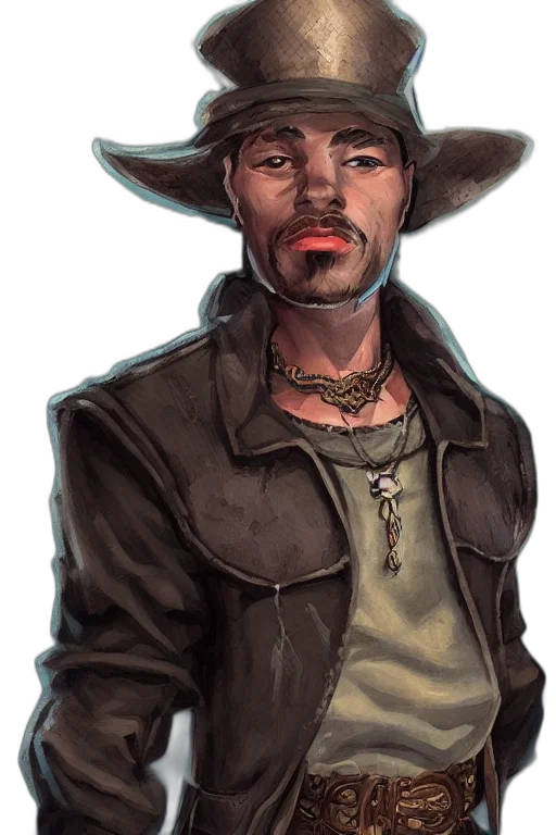 hat, jacket, face, staff transparent PNG cut-out