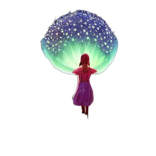 umbrella, dress, staff, crown, concept art, fantasy art, pixel art, watercolor transparent PNG cut-out