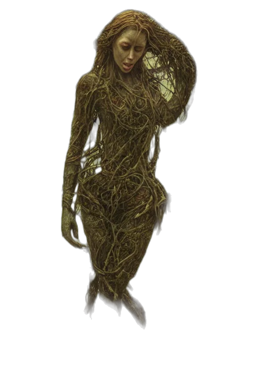 creature, dress, hair, tree transparent PNG cut-out