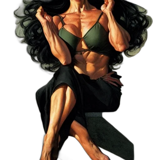 comic book art, concept art, fantasy art, photorealistic, woman, black, hair, dressed transparent PNG cut-out
