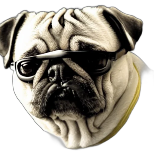 animal, face, photorealistic, 3d render, walter, white, pug, photo transparent PNG cut-out