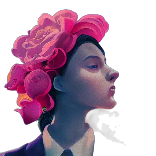 face, crown, flower, hat, concept art, photorealistic, watercolor, oil painting transparent PNG cut-out