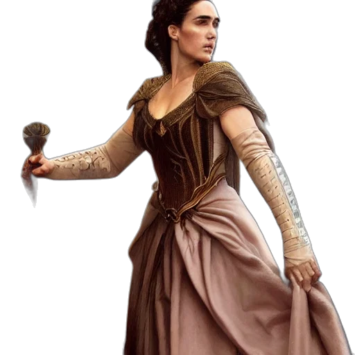 dress, sword, staff, fantasy art transparent PNG cut-out