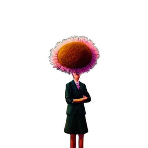hat, umbrella, dress, staff, concept art, cartoon, 3d render, fantasy art transparent PNG cut-out