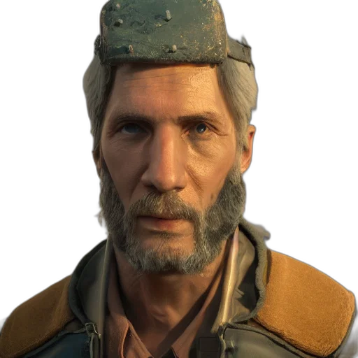 face, hat, jacket, staff transparent PNG cut-out