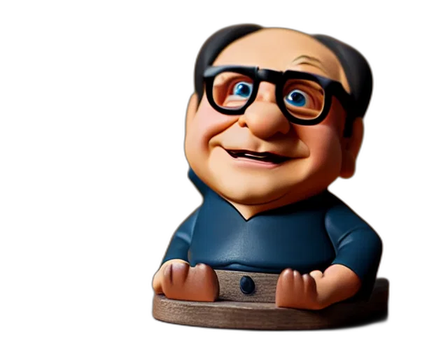 3d render, cartoon, concept art, danny, devito, figurine, pixar, sad transparent PNG cut-out