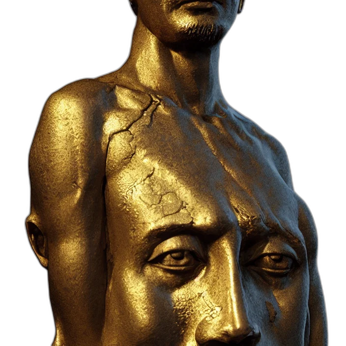 face, mask, crown, staff, 3d render, photorealistic, concept art, stoic transparent PNG cut-out