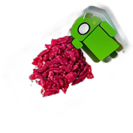 food, robot, pixel art, 3d render, raw, meat, chunks, beans transparent PNG cut-out