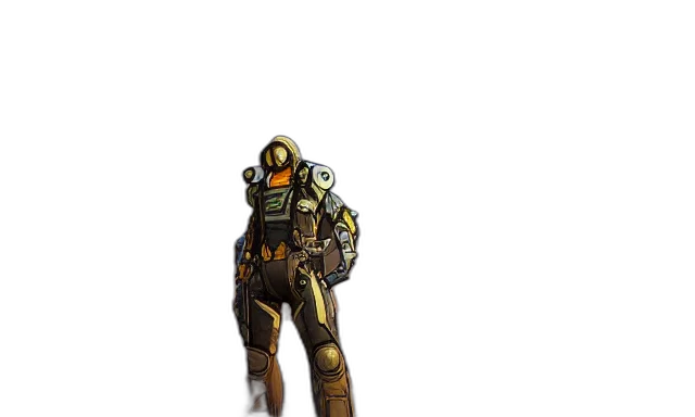 robot, weapon, jacket, staff, concept art, pixel art, cyberpunk, comic book art transparent PNG cut-out