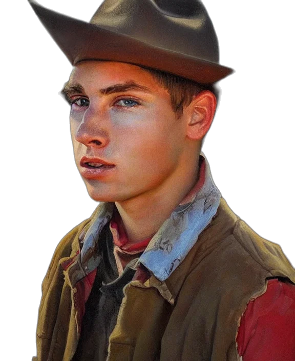 hat, jacket, face, staff, photorealistic, oil painting, watercolor, fantasy art transparent PNG cut-out