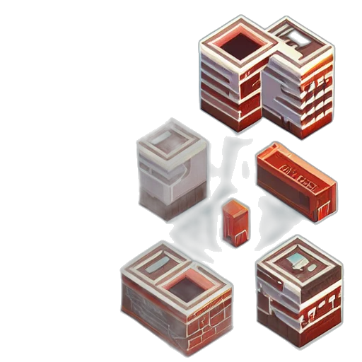 furniture, 3d render, pixel art, concept art, red, isometric, assets, cyberpunk transparent PNG cut-out