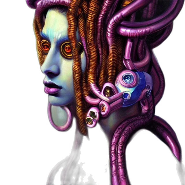 creature, mask, face, hair, concept art, fantasy art, cyberpunk, 3d render transparent PNG cut-out