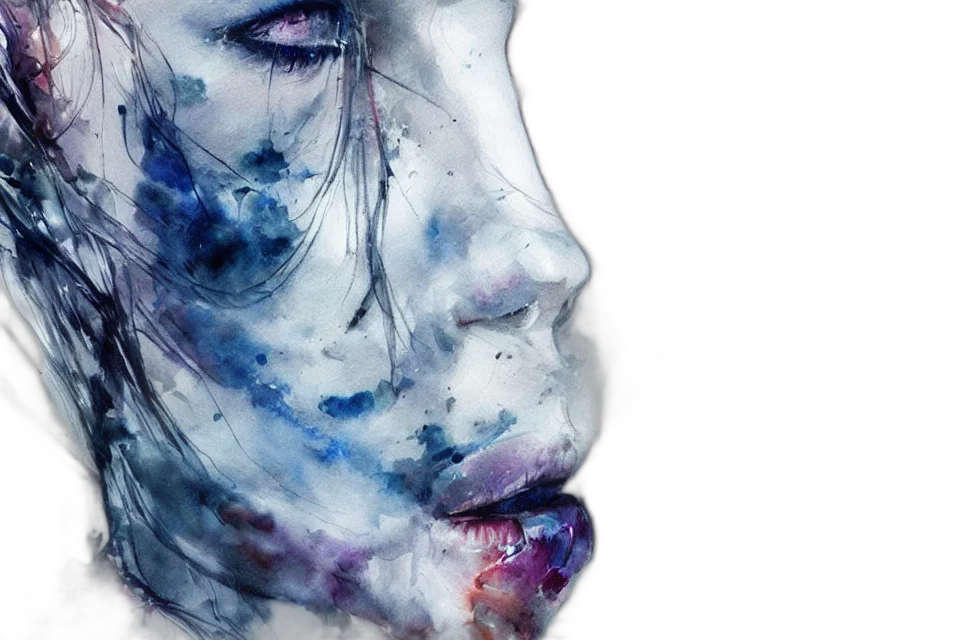 face, mask, watercolor, photorealistic transparent PNG cut-out
