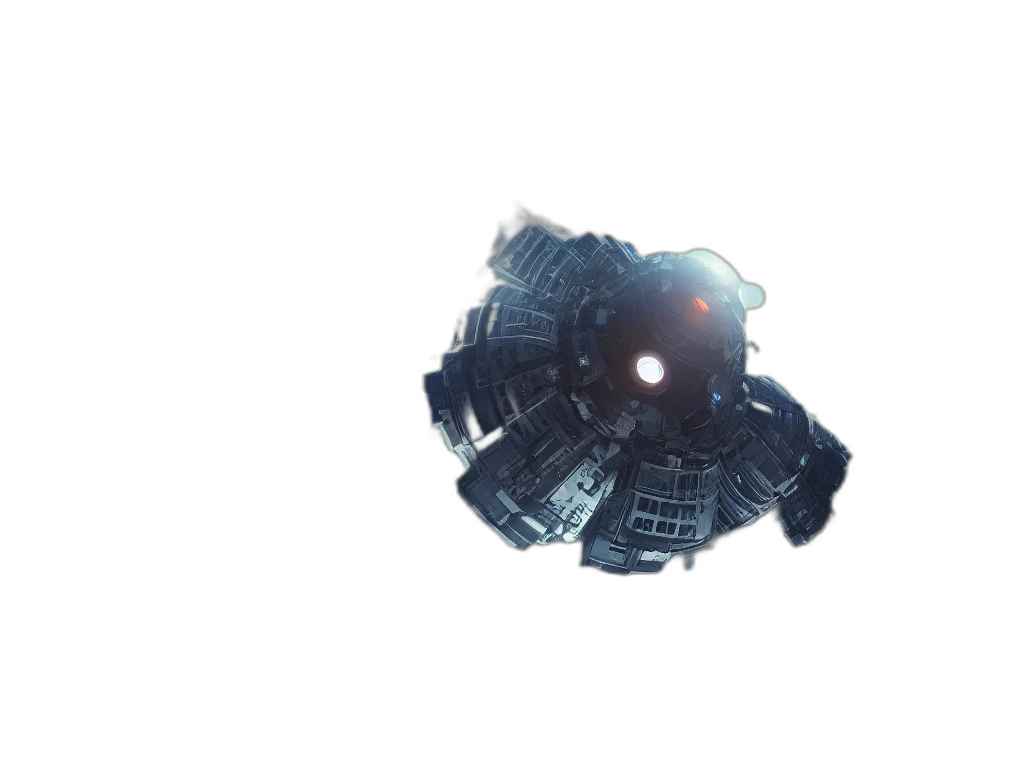 robot, weapon, mask, crown, 3d render, concept art, cyberpunk, pixel art transparent PNG cut-out