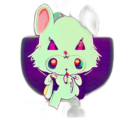 creature, staff, mask, animal, vaporwave, 3d render, concept art, pixel art transparent PNG cut-out