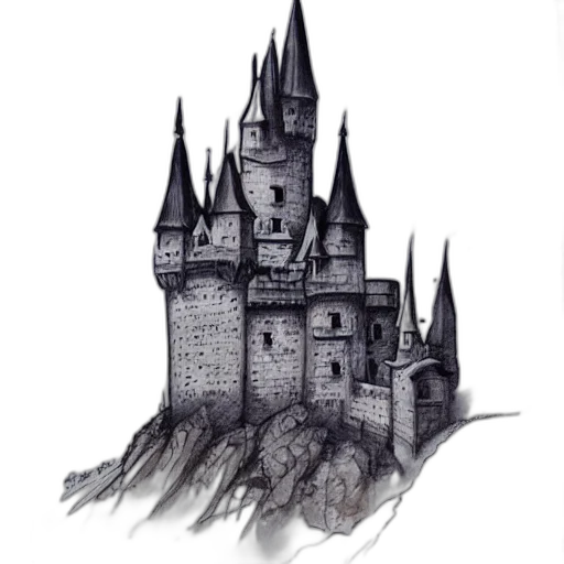 crown, staff, building, dragon, concept art, fantasy art, watercolor, pixel art transparent PNG cut-out