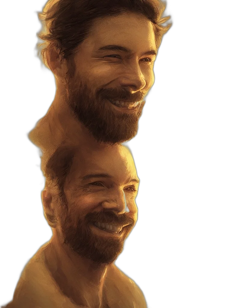 face, mask, photorealistic, concept art, oil painting, watercolor, smiling, man transparent PNG cut-out
