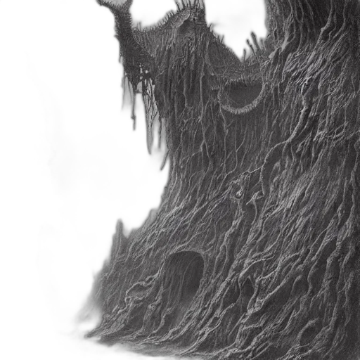 hair, tree, creature, face, pencil sketch, photorealistic, concept art, fantasy art transparent PNG cut-out