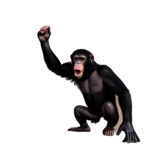 animal, creature, staff, concept art, strong, angry, chimpanzee, screaming transparent PNG cut-out