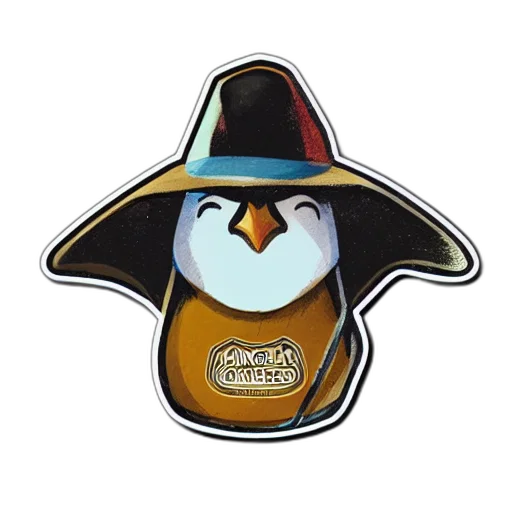 hat, 3d render, pixel art, logo, illustration, sticker, penguin, john transparent PNG cut-out