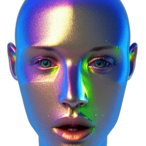 face, mask, robot, jewelry, 3d render, photorealistic, cyberpunk, vaporwave transparent PNG cut-out