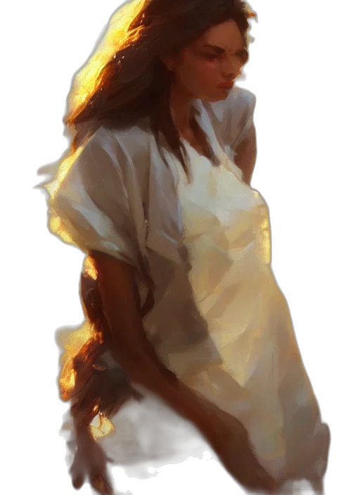 dress, face, staff, oil painting transparent PNG cut-out