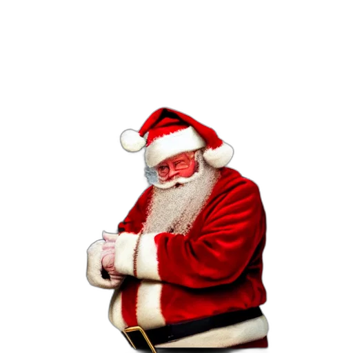 3d render, santa, claus, real transparent PNG cut-out