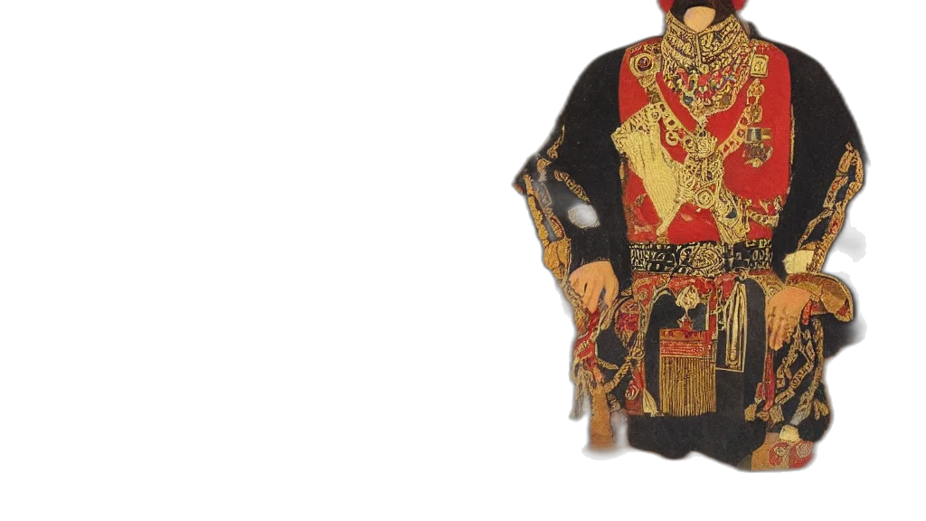 jacket, crown, jewelry, dress, qajar, artwork, king transparent PNG cut-out