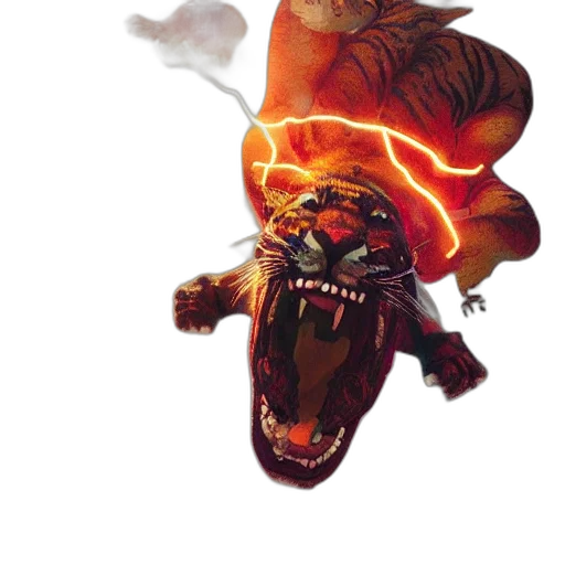 dragon, creature, animal, concept art, comic book art, fantasy art, fire, tiger transparent PNG cut-out