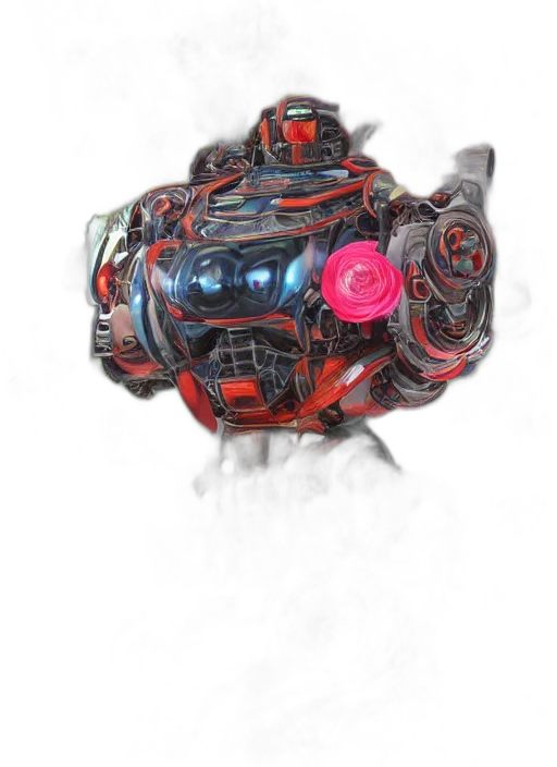robot, weapon, mask, face, concept art, 3d render, cyberpunk, photorealistic transparent PNG cut-out