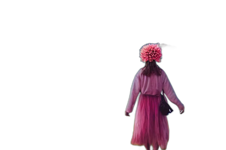 dress, hair, umbrella, flower, 3d render, concept art, vaporwave, photorealistic transparent PNG cut-out