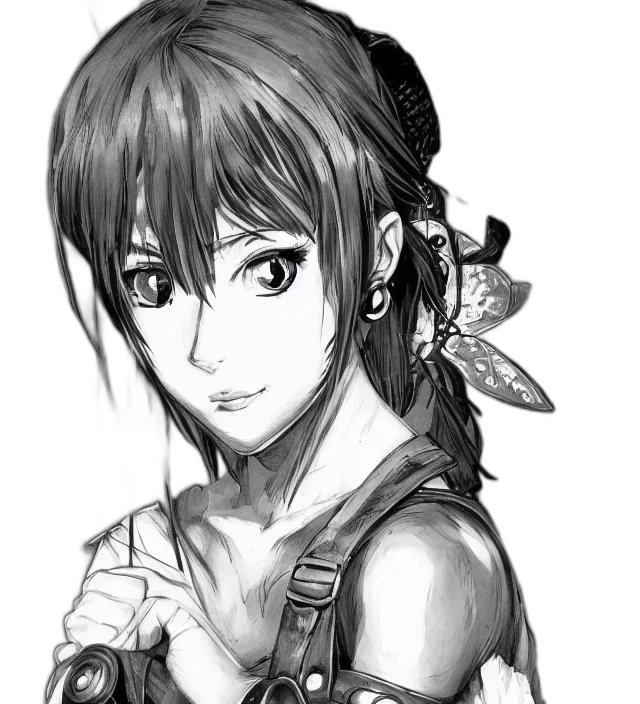 jewelry, weapon, face, staff, anime, fantasy art, pencil sketch, photorealistic transparent PNG cut-out