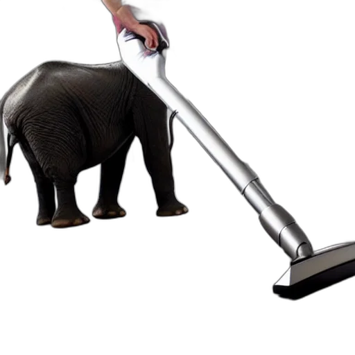 staff, weapon, animal, creature, photorealistic, 3d render, elephant, vacuuming transparent PNG cut-out