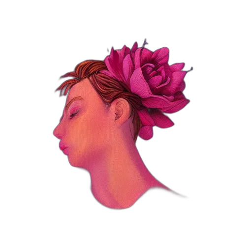 crown, flower, hat, face, vaporwave, watercolor, photorealistic, pixel art transparent PNG cut-out