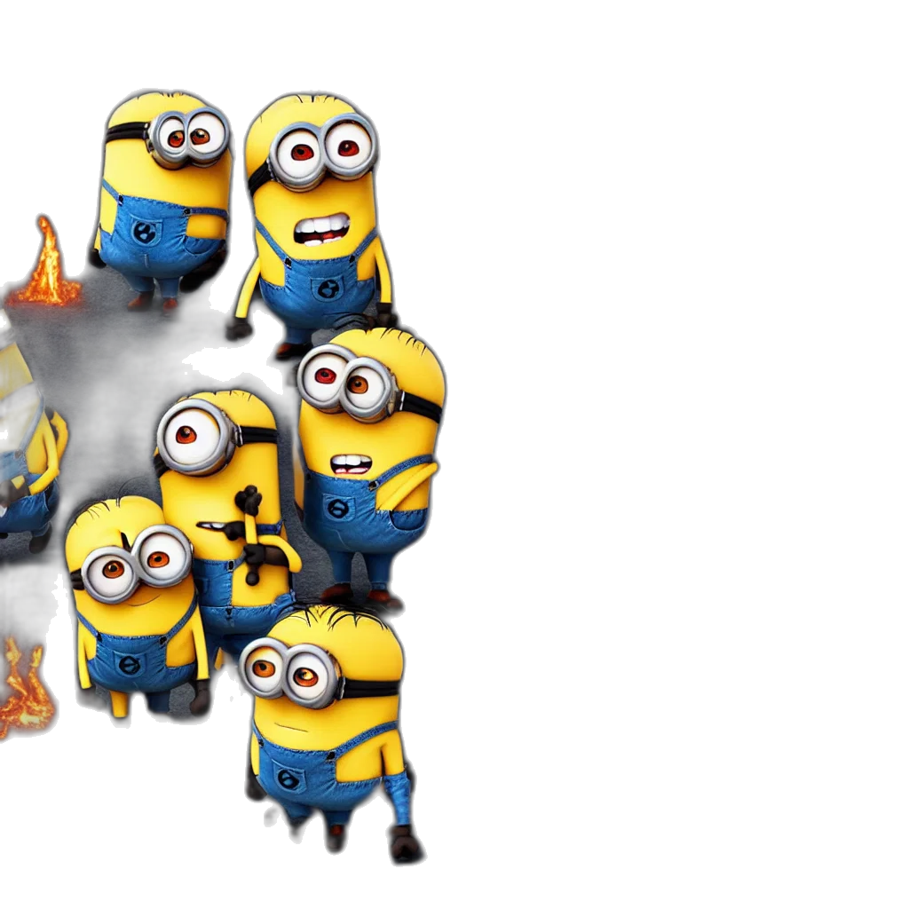 3d render, concept art, fire, terrified transparent PNG cut-out