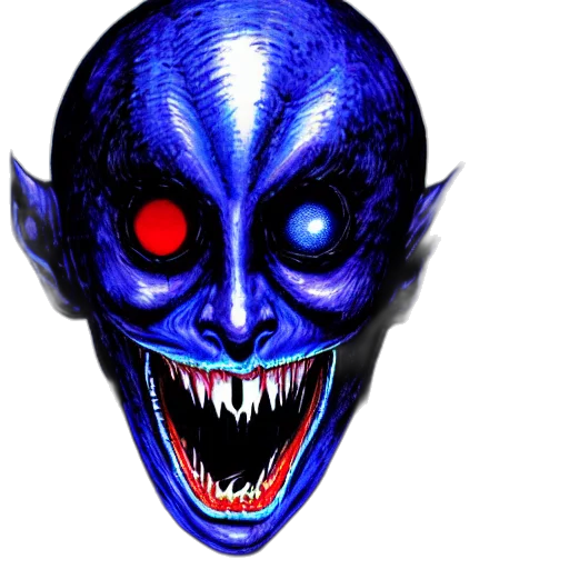 mask, face, creature, 3d render, concept art, pixel art, fantasy art, blue transparent PNG cut-out
