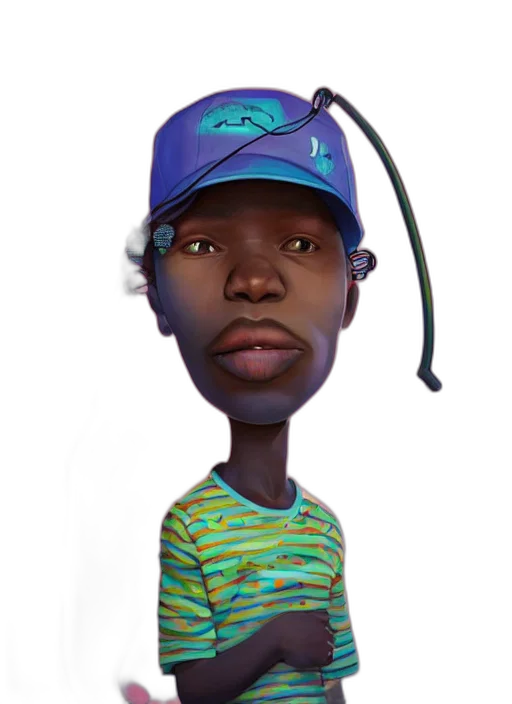 hat, staff, face, creature, cartoon, concept art, 3d render, photorealistic transparent PNG cut-out